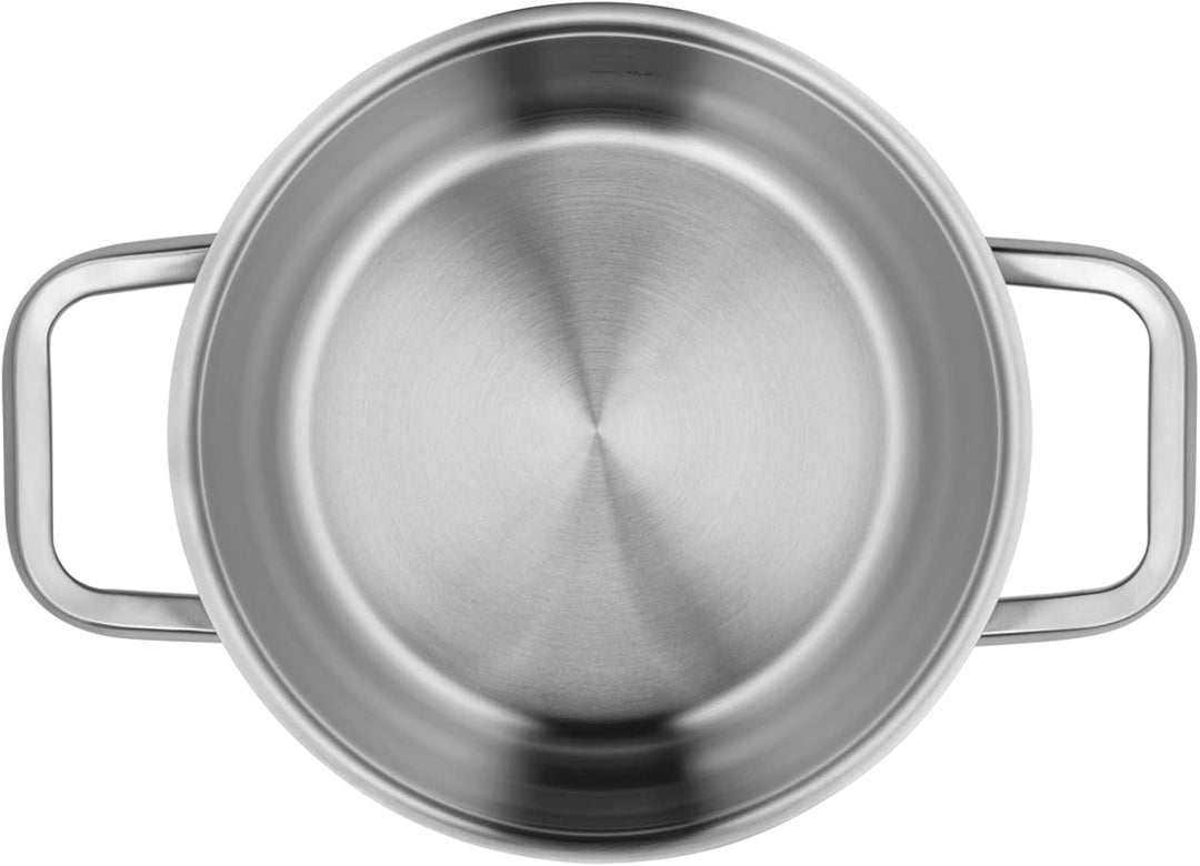 WMF Iconic Kochtopf klein 18cm, Metalldeckel, Fleischtopf Induktion 2,3l, kleiner Topf, Cromargan Ed