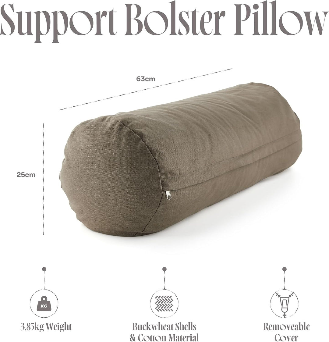 Myga Buchweizen Bolster Kissen | Ergonomisches Yoga- &amp; Meditationskissen | Abnehmbarer Bezug &amp; Natür