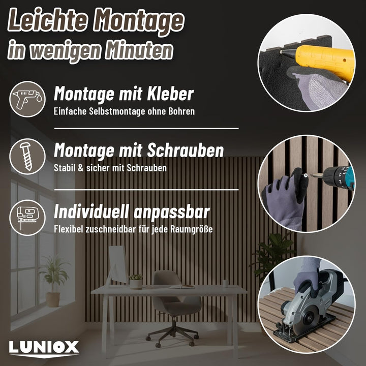 4X Akustikpaneele Walnuss 119x59,5x2,1cm, Wandpaneele, Schallabsorber, Wandverkleidung, Schallschutz