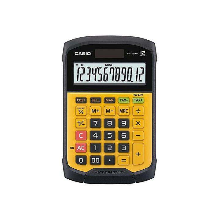 CASIO Tischrechner WM-320MT, 12-stellig, spritzwasser- und staubgeschützt, Steuerberechnung, Solar-/