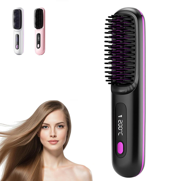 Go Brush Pro,Numoya Tragbare Glättungsbürste für Haarstyling,GoBrush Pro Hair Numoya,Wiederaufladbar