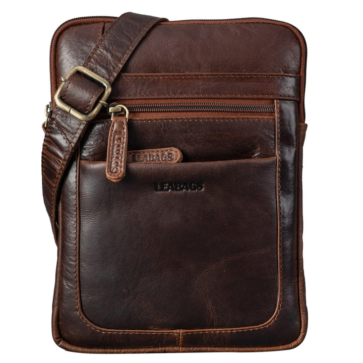 LEABAGS Leder Umhängetasche Herren & Damen I Messenger Bag mit Schultergurt I Schultertasche I Arbei