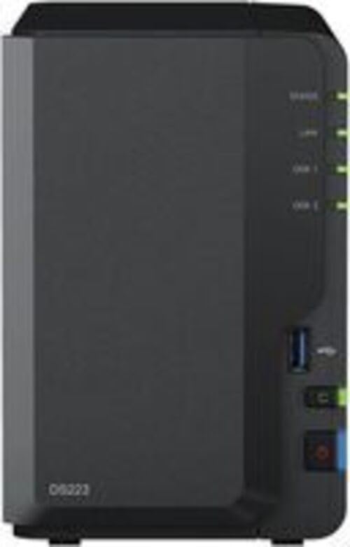 Synology DS223 2-Bay Diskstation NAS (Realtek RTD1619B Quad-Core 2GB Ram 1xRJ-45 1GbE LAN-Port) 4TB
