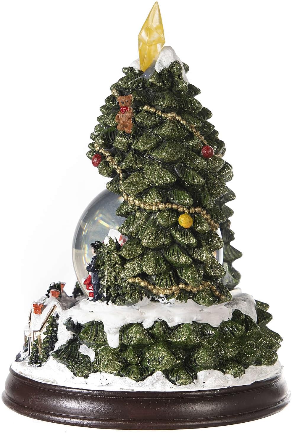 Schneekugel mit Winterdorf und Weihnachtsbaum, 25 cm hoch