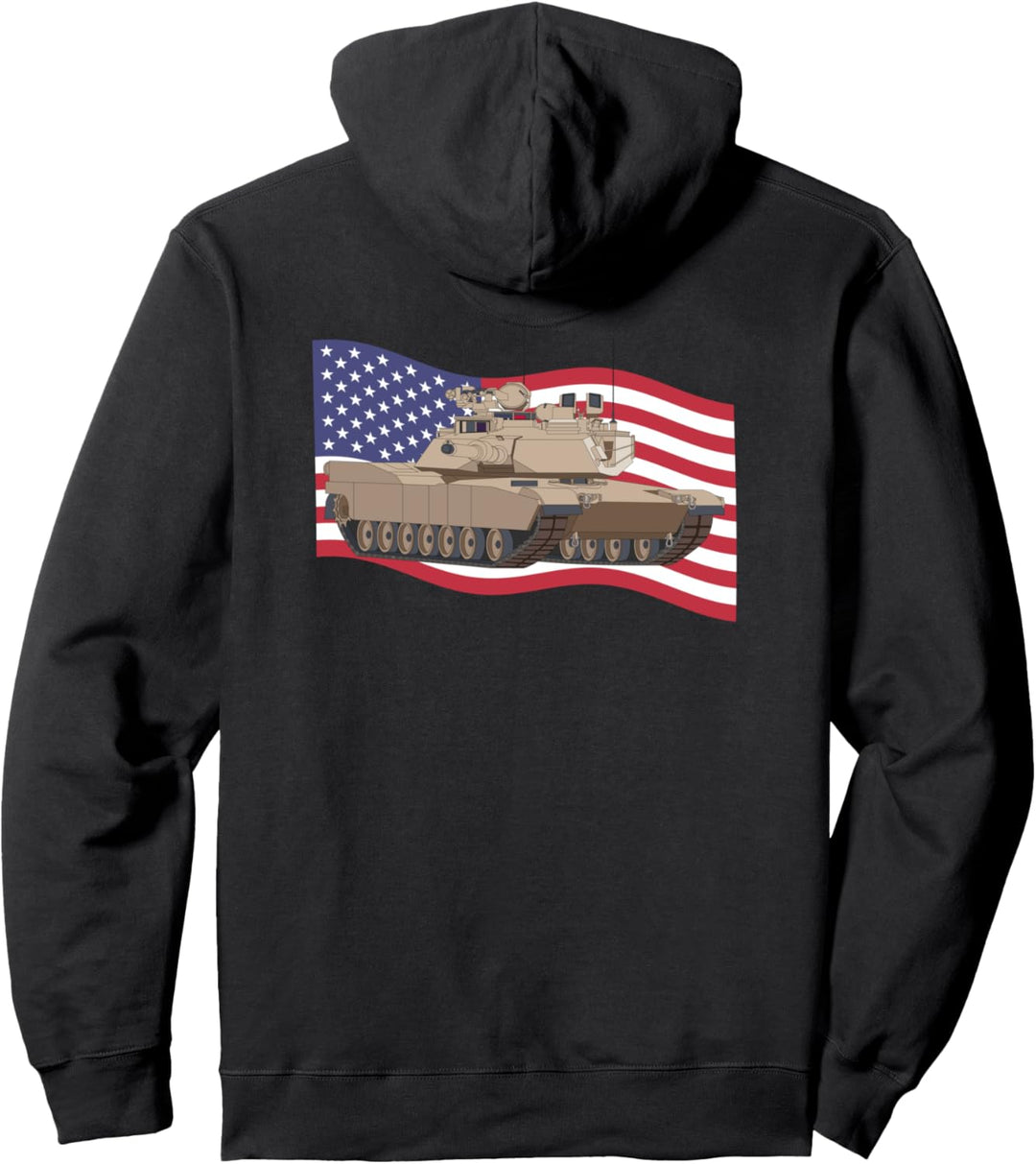 M1A2 C SEP V3 Abrams Tank Waving American Flag Pullover Hoodie