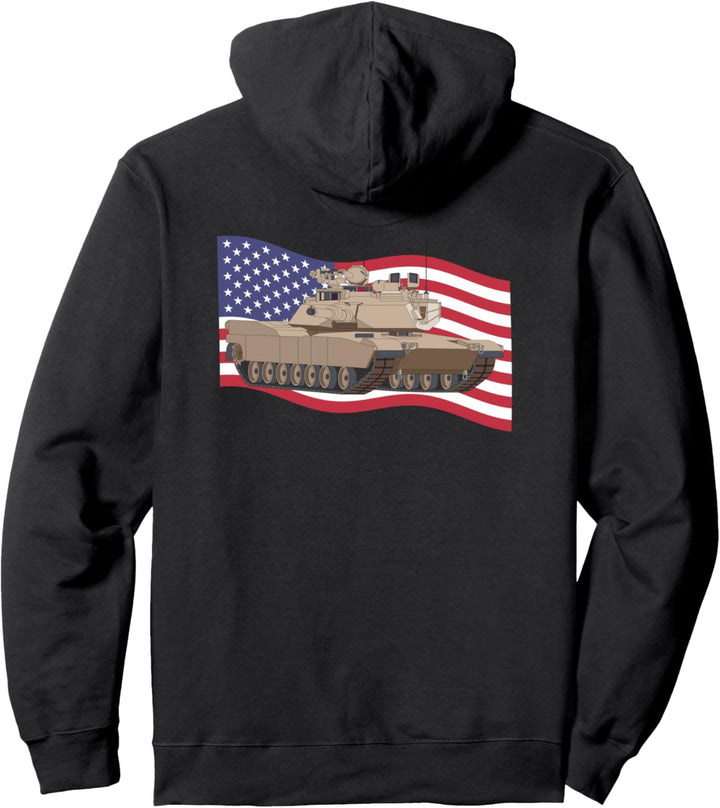 M1A2 C SEP V3 Abrams Tank Waving American Flag Pullover Hoodie