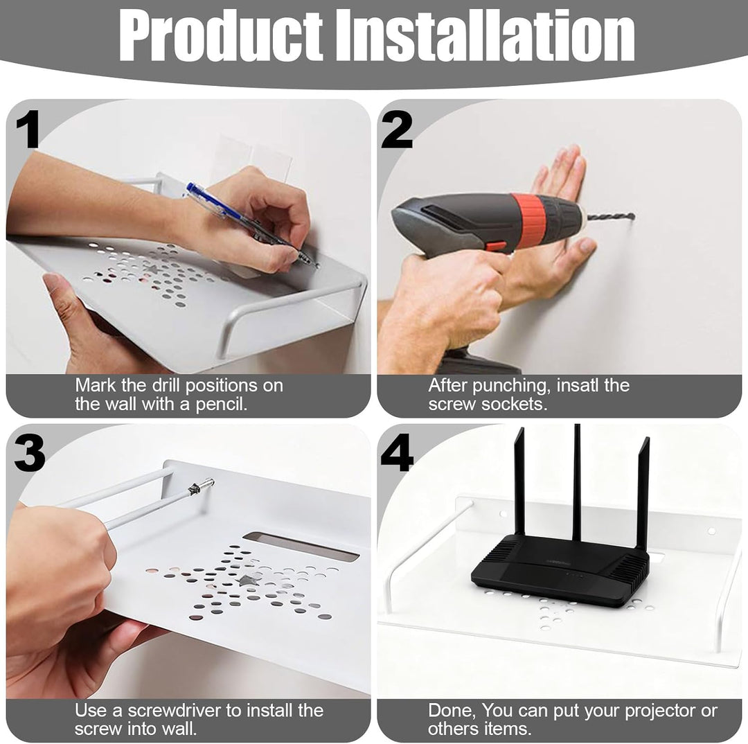 Router Regal Wandhalterung, Aluminiumlegierung, Silber | mit 2 Soporte Mando Pared 20 Kabelclips, Kl