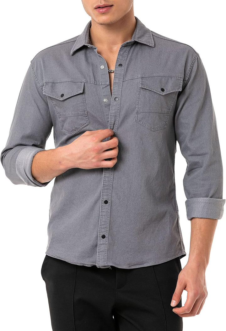 Redbridge Premium Denim Hemd Jeanshemd Baumwolle Casual S Grau, S Grau