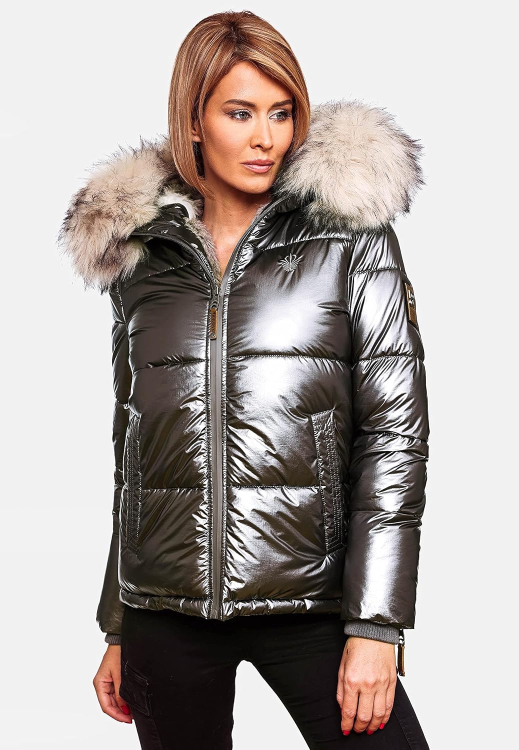 Navahoo Damen Winterjacke Steppjacke warm mit Kunstfellkapuze Tikunaa XS-XL XL Anthracite, XL Anthra