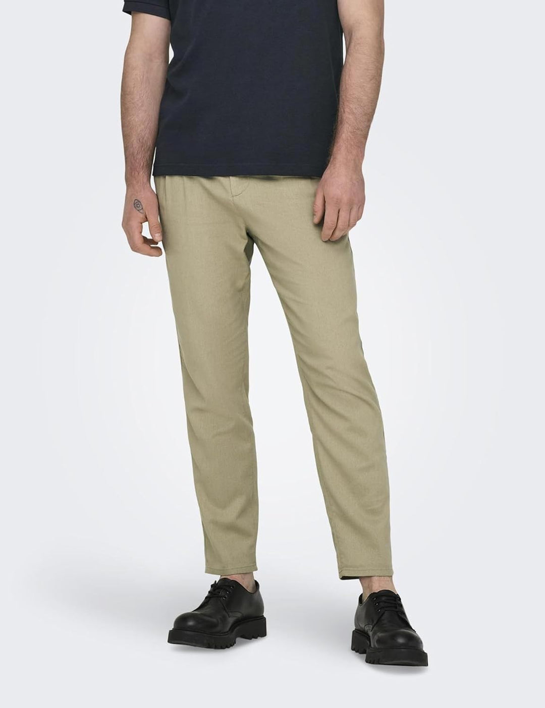 Only &amp; Sons Herren Hose Onsleo Crop Linen Mix 0048 Pant 31W / 34L Chinchilla, 31W / 34L Chinchilla