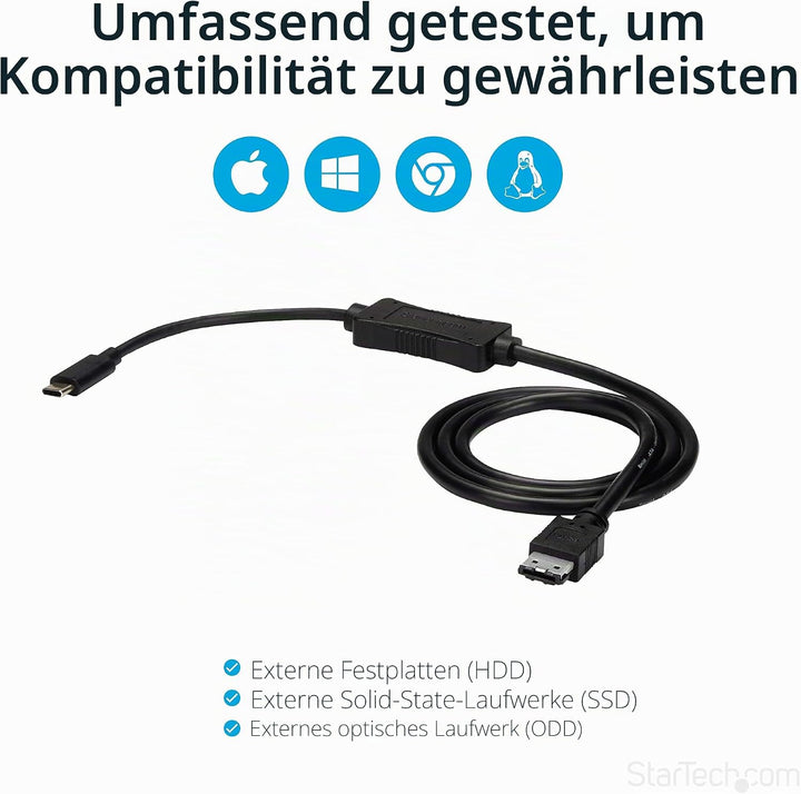 StarTech.com USB-C auf eSATA Kabel - Für externe Speichergeräte mit HDD / SDD / ODD - USB 3.0 zu eSA