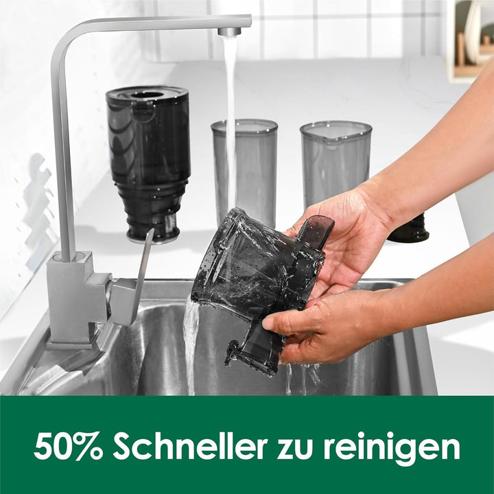 Fretta Entsafter,Slow Juicer mit 108MM Breite und Grössere Fütterungsröhre,1L Füllvolumen für ganze