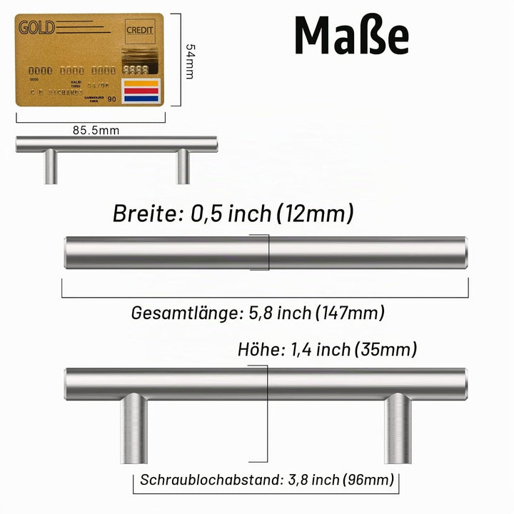 Amerdeco 12 Stück Möbelgriffe Edelstahl Gebürsteter Nickel Schrankgriffe Küchengriffe 96mm Lochabsta