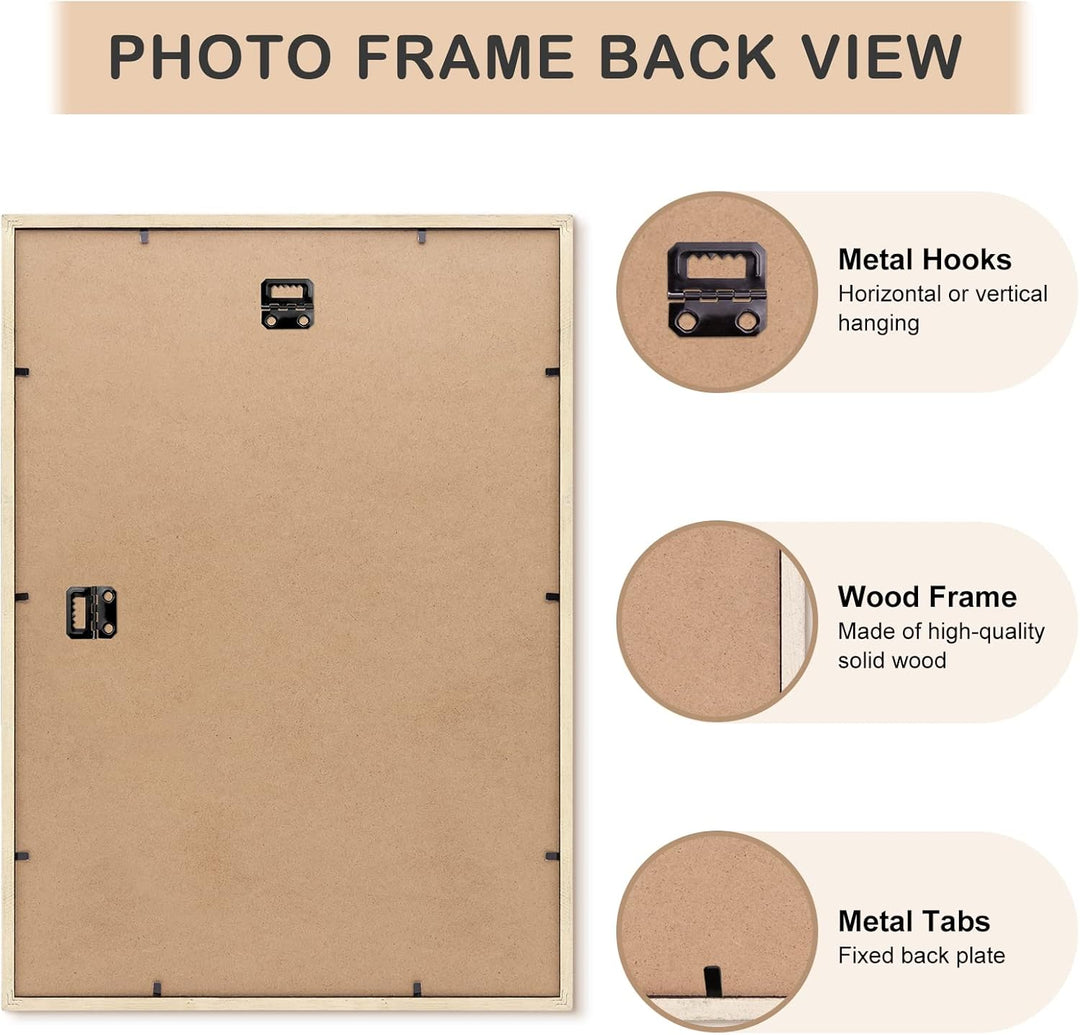 ATOBART A3 Zertifikat Bilderrahmen,Schwarzer Holz Fotorahmen mit Passepartout für A4 Druck,Posterrah