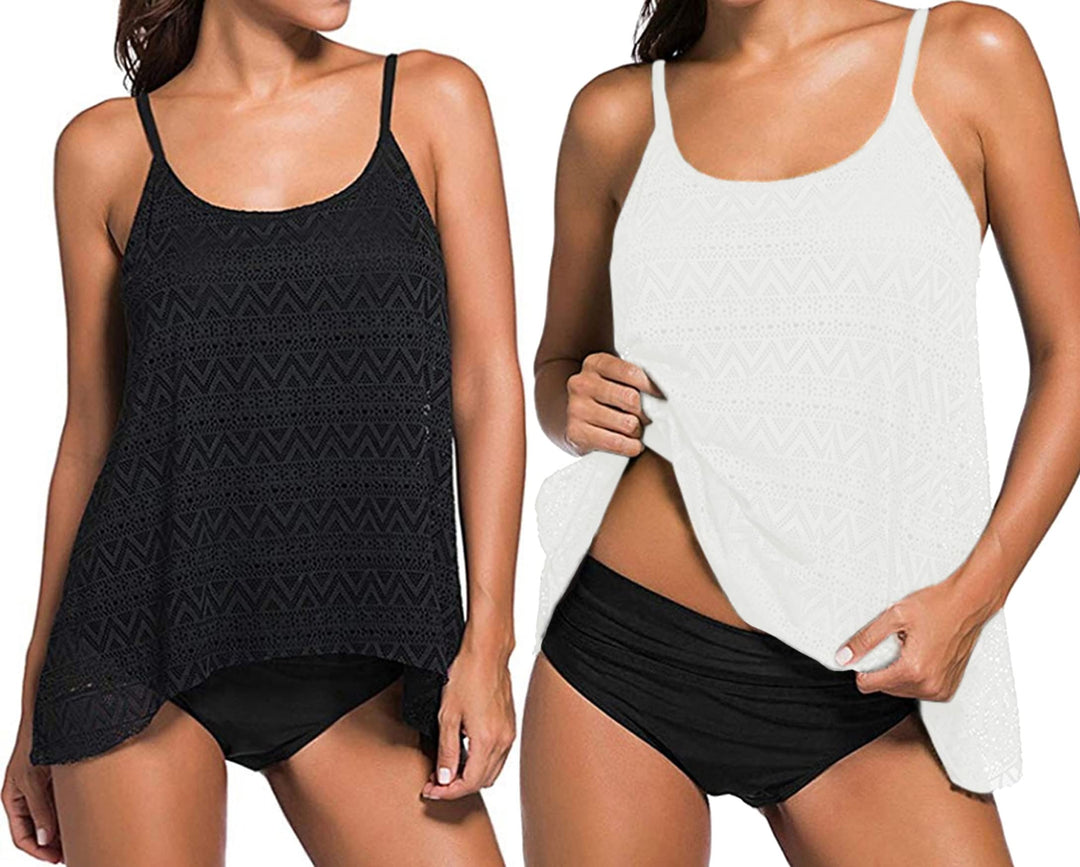 Octopus Figurumspielende Bademode im Oversize Look 3tlg. Tankini Set mit Slip f5685 38 Tankini Schwa
