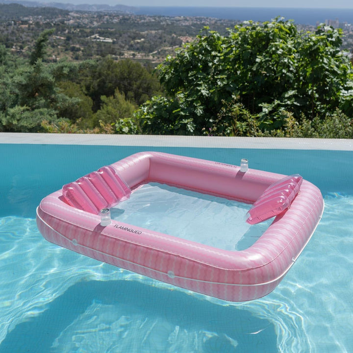 Flamingueo Luftmatratze Pool - Wassermatratze - Extra gross - Gitterboden - Zwei Getränkehalter - Zw