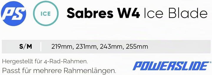 Powerslide Sabres 4W Ice Blade Black – Breite Schwarze Eiskufe für 4W Inline Skates, sehr stabil und