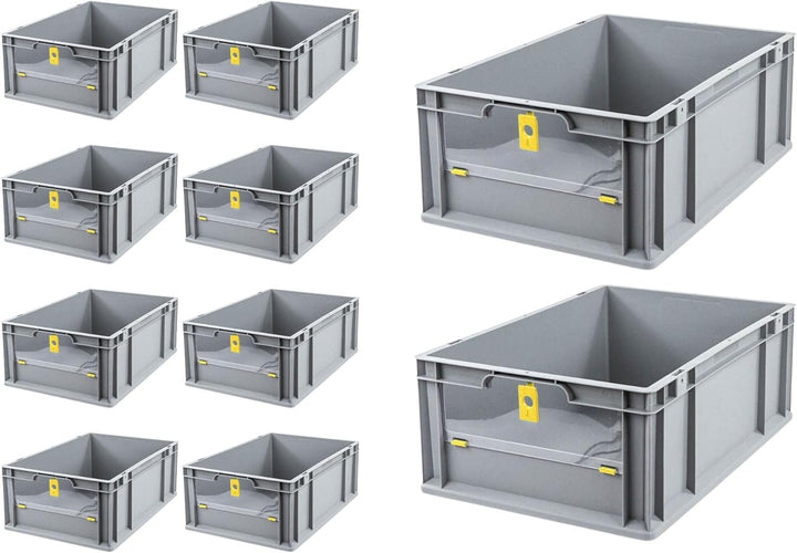 SparSet 10x Eurobox NextGen Insight Cover | HxBxT 22x40x60 | 44 Liter | Niedrig/Gelb | Eurobehälter,