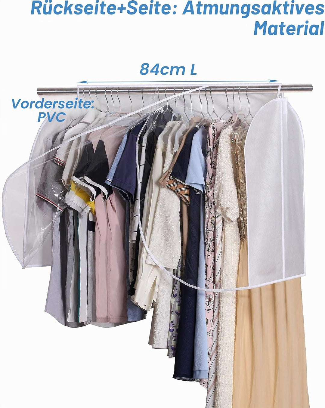 LAMB 2 Stück Kleideraufbewahrungsbeutel mit Fenster aus transparentem PVC für Fenster und Schultern,