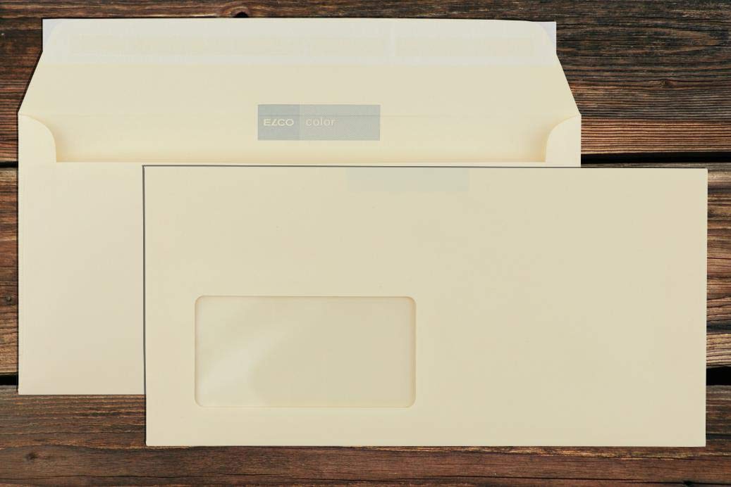 Elco Color Briefumschläge mit Fenster (lasertauglich) / hellchamois-creme / 114x229 mm (DL) / mit Ab