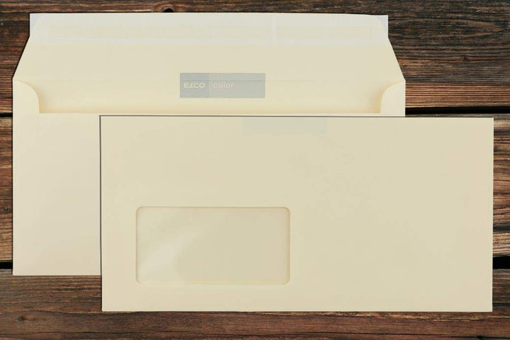 Elco Color Briefumschläge mit Fenster (lasertauglich) / hellchamois-creme / 114x229 mm (DL) / mit Ab
