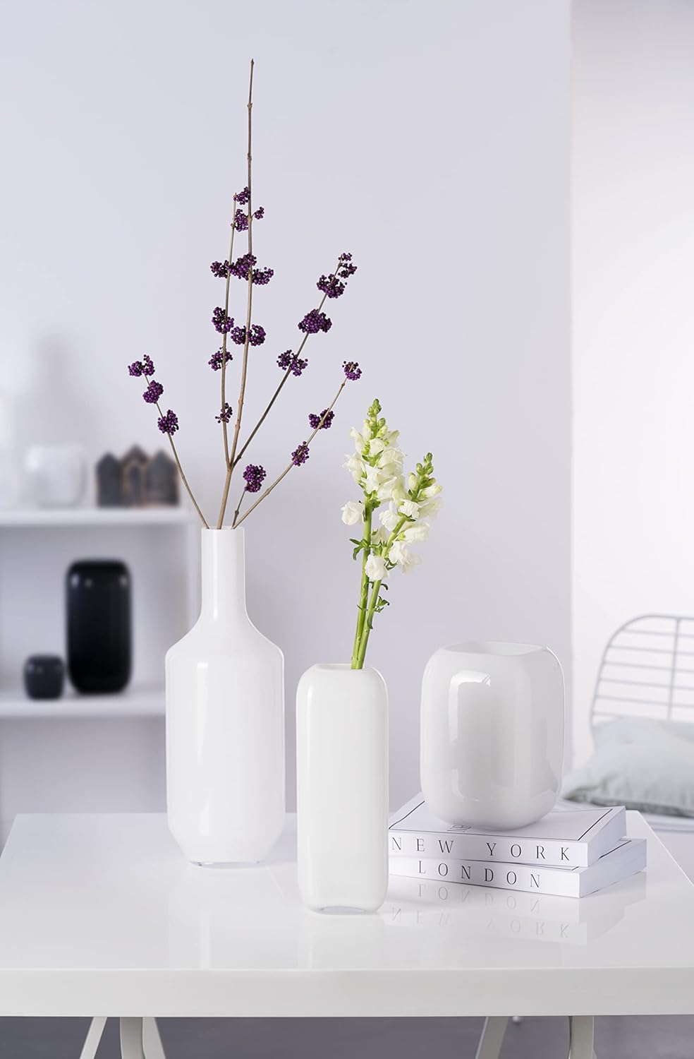 LEONARDO HOME Vase MILANO 13x18x14 cm weiss 041661, Glas Weiss 13x18x14 cm, Weiss 13x18x14 cm