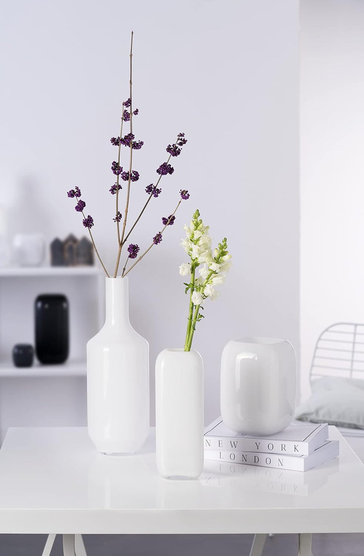 LEONARDO HOME Vase MILANO 13x18x14 cm weiss 041661, Glas Weiss 13x18x14 cm, Weiss 13x18x14 cm