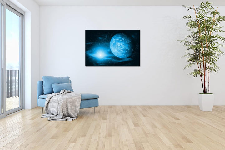 deyoli Dark Planet Mars in unserem Sonnensystem Format 80x60 Effekt: Monocrome Blau als Leinwandbild