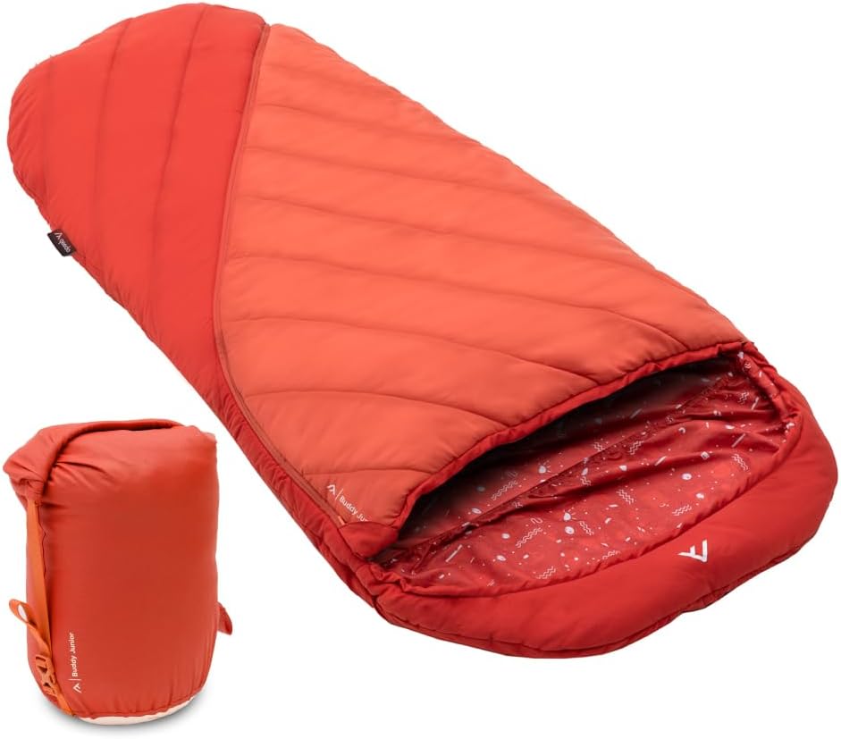 qeedo Buddy Junior Camping Schlafsack Kinder (10-25°C) 3 Jahreszeiten - Kinderschlafsack Mädchen Jun