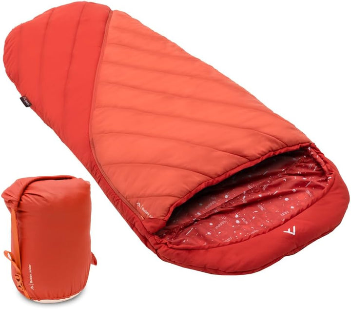 qeedo Buddy Junior Camping Schlafsack Kinder (10-25°C) 3 Jahreszeiten - Kinderschlafsack Mädchen Jun