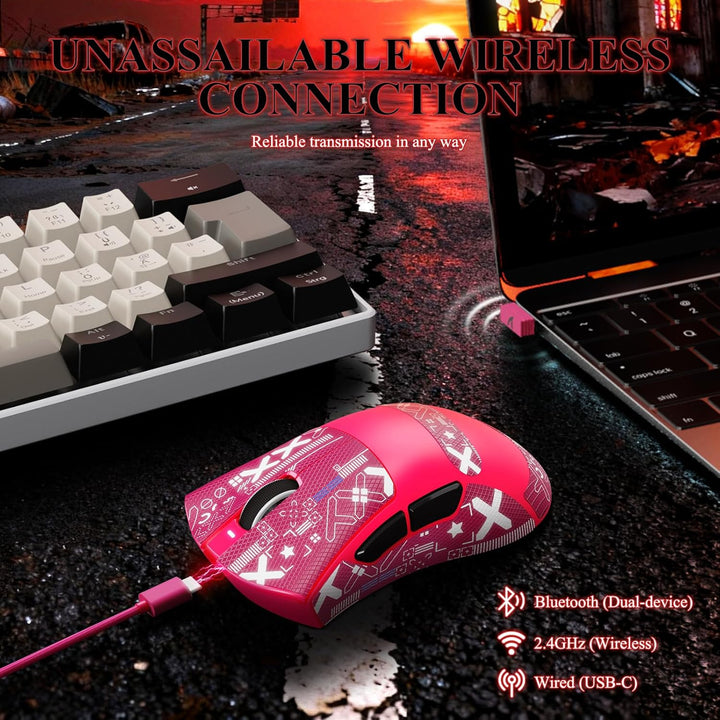 MAMBASNAKE x Attack Shark V3PRO Kabellose Gaming-Maus mit Magnetischer Ladestation, PAW3311-Sensor,