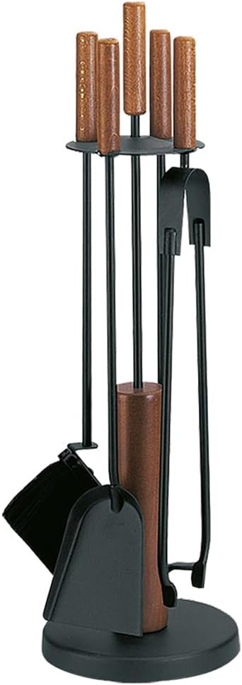 FIREFIX K2453 Kamingerät mit dunklen Holzgriffen, schwarz beschichtet