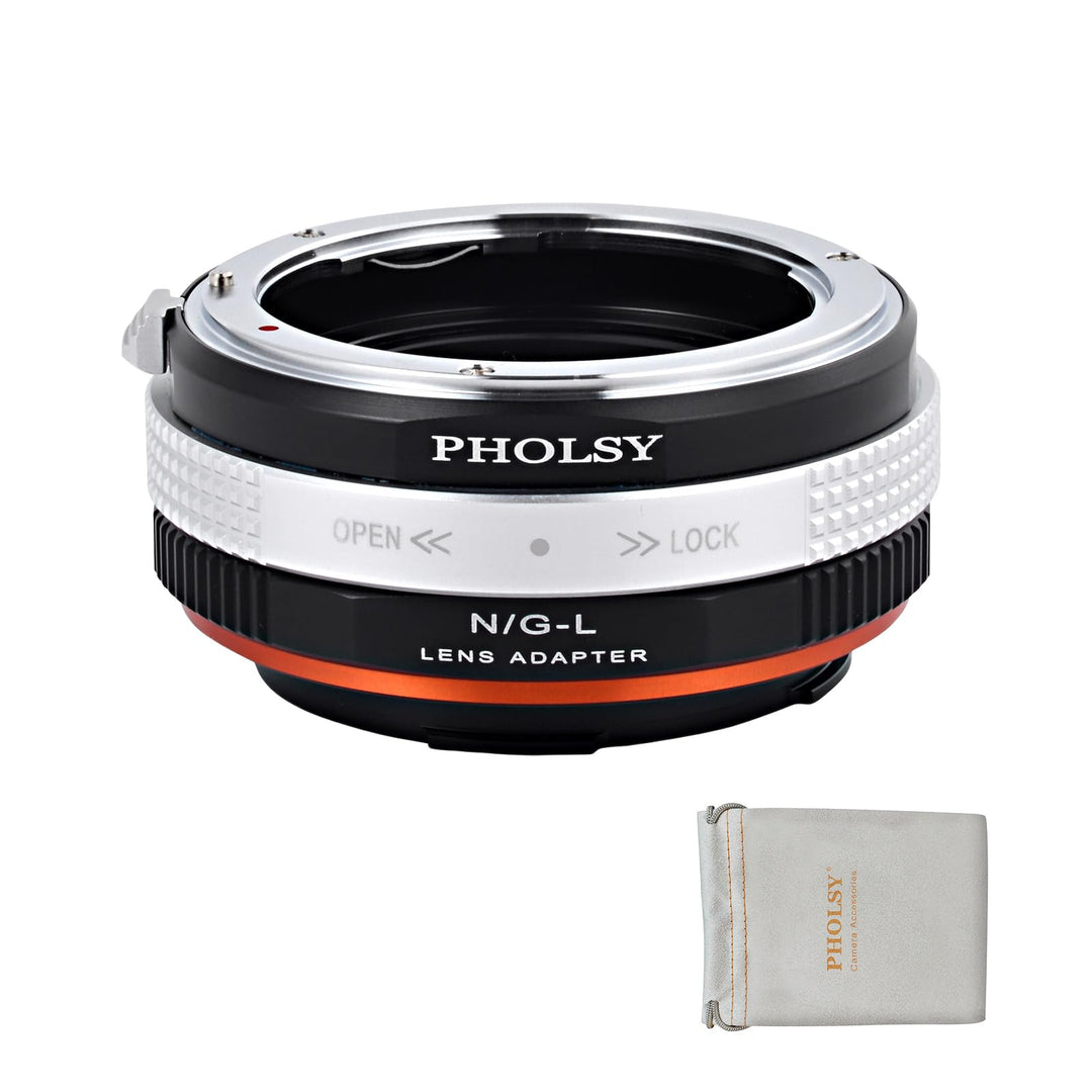 PHOLSY Objektivadapter mit Blendenring G auf L Mount für Nikon G/F/AI/AIS/D/AF-S Objektiv und L Moun