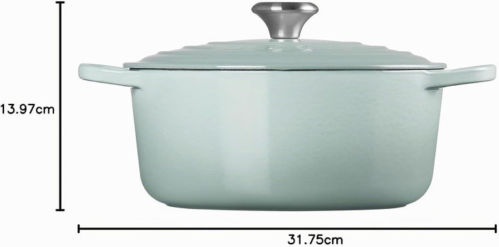 Le Creuset Signature Runder Bräter aus Gusseisen, 26 cm, 5,3 Liter, Sea Salt Sea Salt 5.5 Qt, Sea Sa