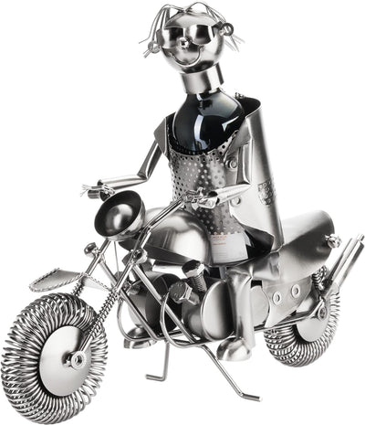 BRUBAKER Flaschenhalter Motorradfahrer Metall Skulptur Geschenk mit