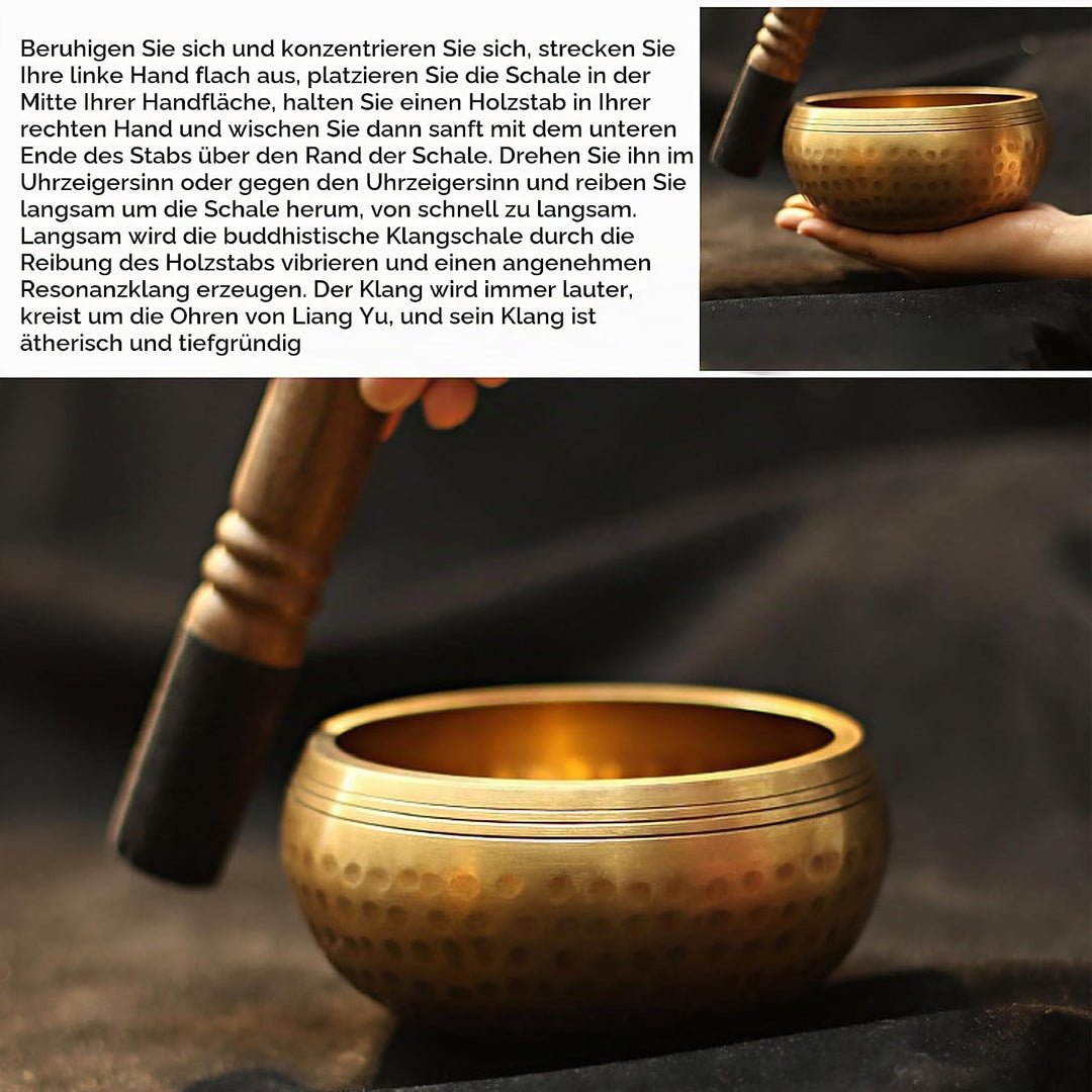 Klangschale Klein, Klangschalen Set, Tibetische Klangschale, Singing Bowl, Handgehämmert in Nepal fü