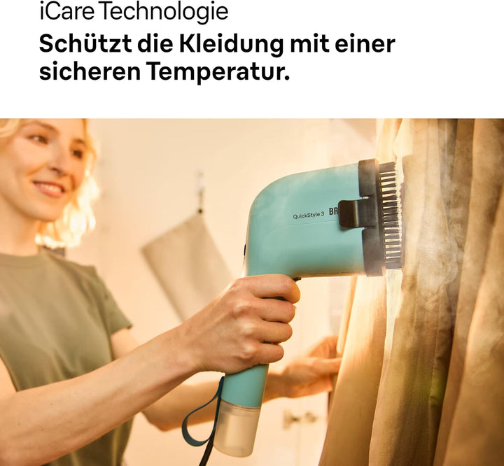 Braun QuickStyle 3 GS3013GR, kompakter und leichter Steamer, Dampfglätter mit schneller Aufheizung,