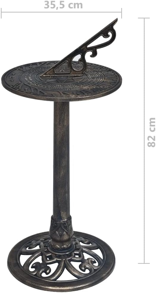 Gecheer Sonnenuhr Bronze 35,5 x 82 cm Kunststoff Standsonnenuhr Gartenuhr Gartendeko Gartendekoratio