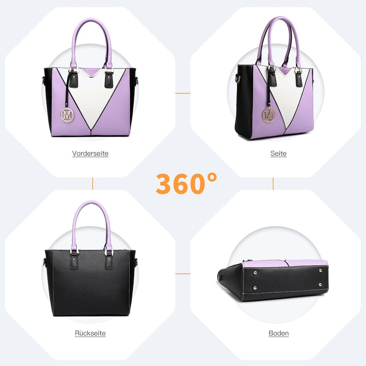 Miss Lulu Pu Ledertasche Damen Schultertasche Handtasche Lila, Lila