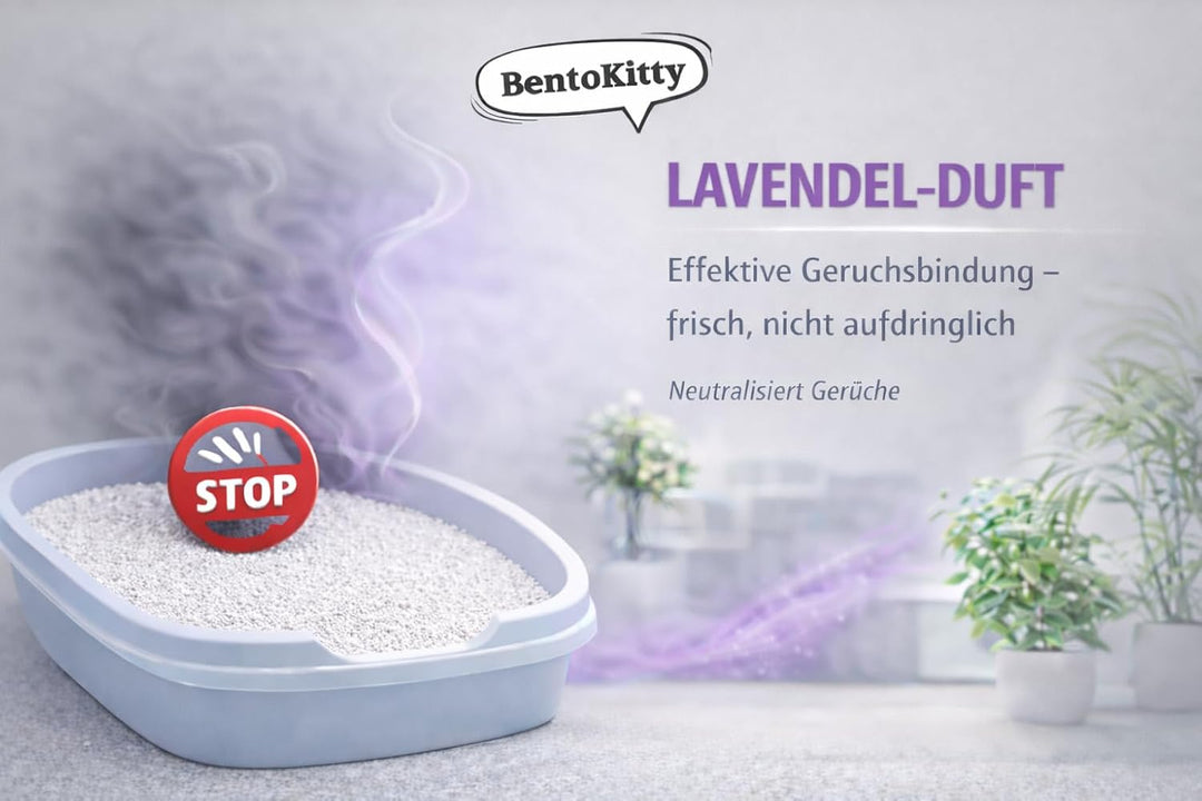 Katzenstreu (10L, 1er Pack) mit Lavendel Duft, Klumpend, weiss, feinkörnig, Klumpstreu aus Bentonite