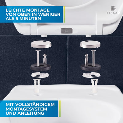 Dombach® Kaiana Premium Toilettendeckel (Weiss, Oval) Antibakterieller WC Sitz mit Absenkautomatik S