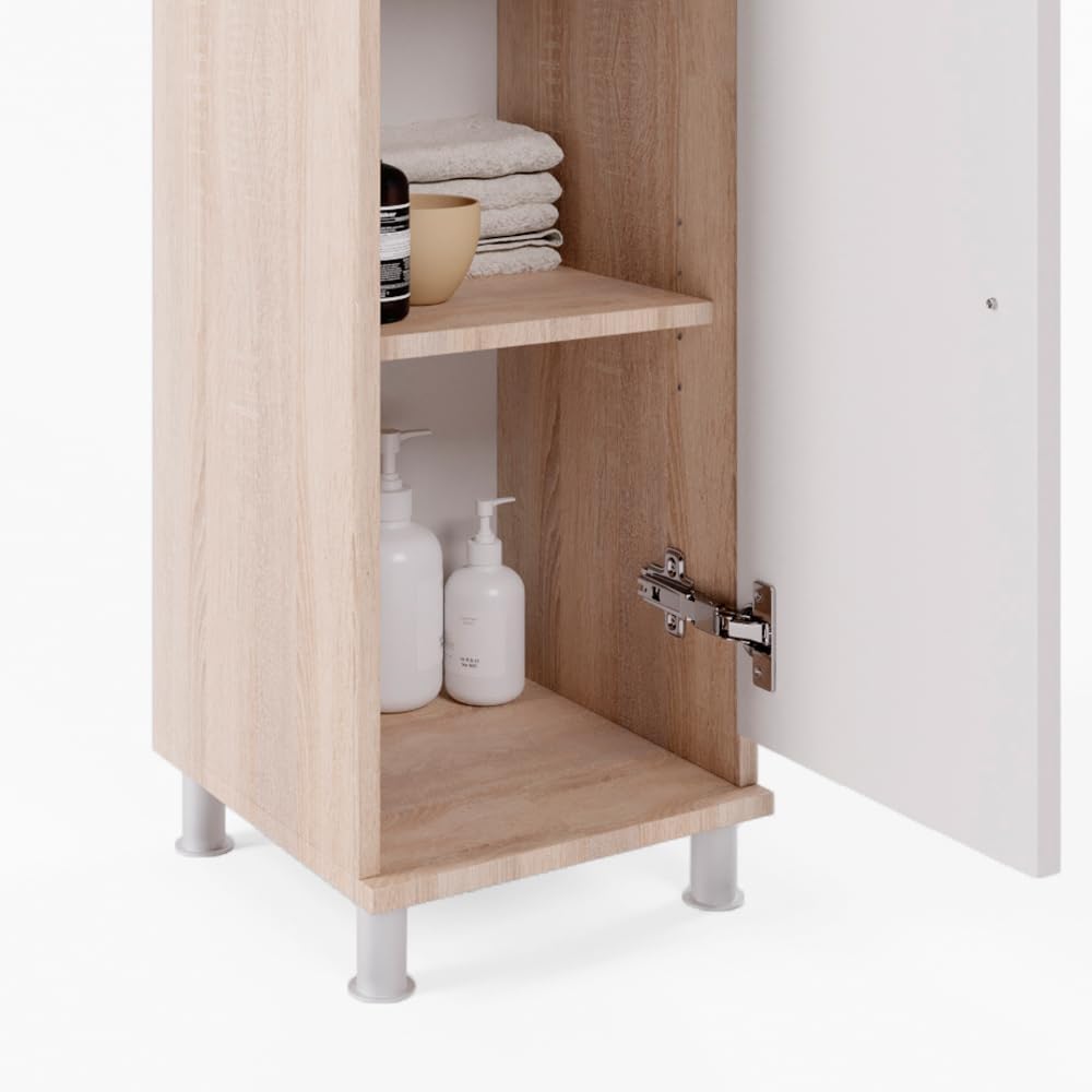 Vicco Midischrank Fynn, Weiss/Sonoma/Sonoma, 30 x 95 cm Weiss/Sonoma 95 x 30 cm, Weiss/Sonoma 95 x 3