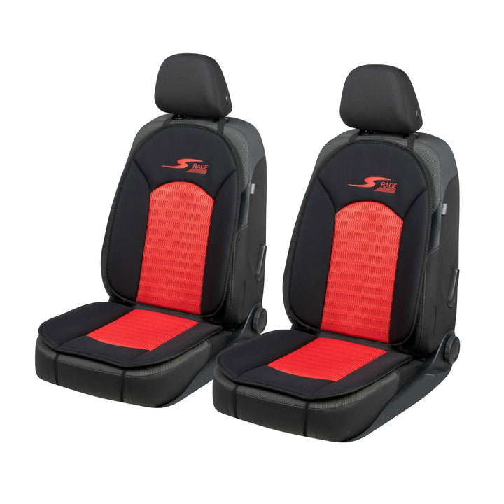 Walser Car Comfort S-Race Universal Auto Sitzpolster für Vordersitze, Rot/Schwarz, 2 Stück Rot 2 Stü