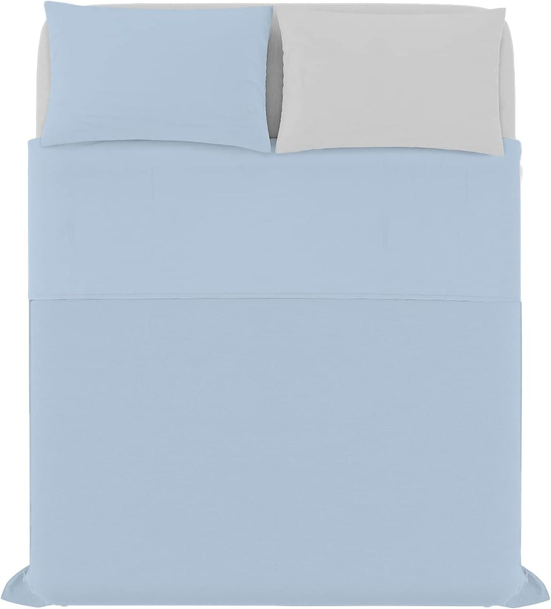 Italian Bed Linen “ Natural Color” Bettwäsche Set, Baumwolle, Hellblau/Hellgrau, Doppelte Hellblau/H