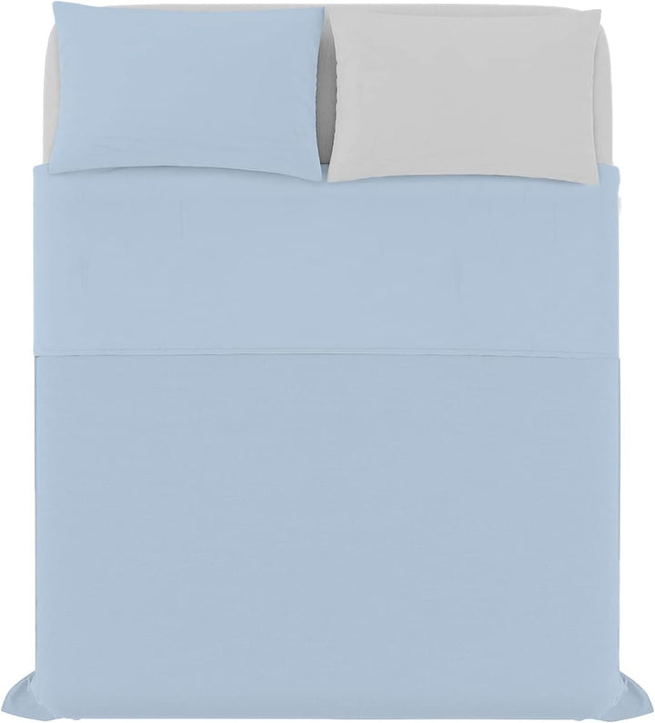 Italian Bed Linen “ Natural Color” Bettwäsche Set, Baumwolle, Hellblau/Hellgrau, Doppelte Hellblau/H