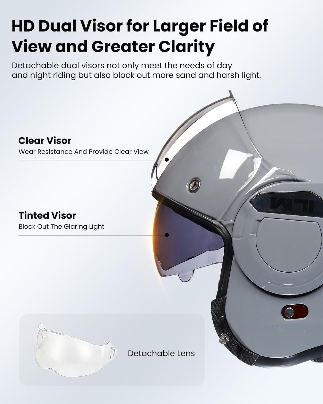 ILM Motorradhelm Integralhelm Klapphelm Fullface Helm Herren Damen ATV UTV mit 180° Umkehrbarer Kinn