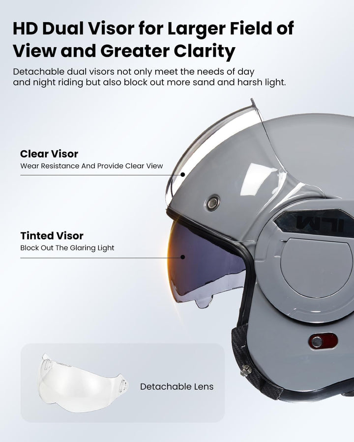 ILM Motorradhelm Integralhelm Klapphelm Fullface Helm Herren Damen ATV UTV mit 180° Umkehrbarer Kinn
