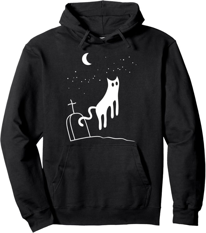 Ghost Cat Graveyard Pullover Hoodie
