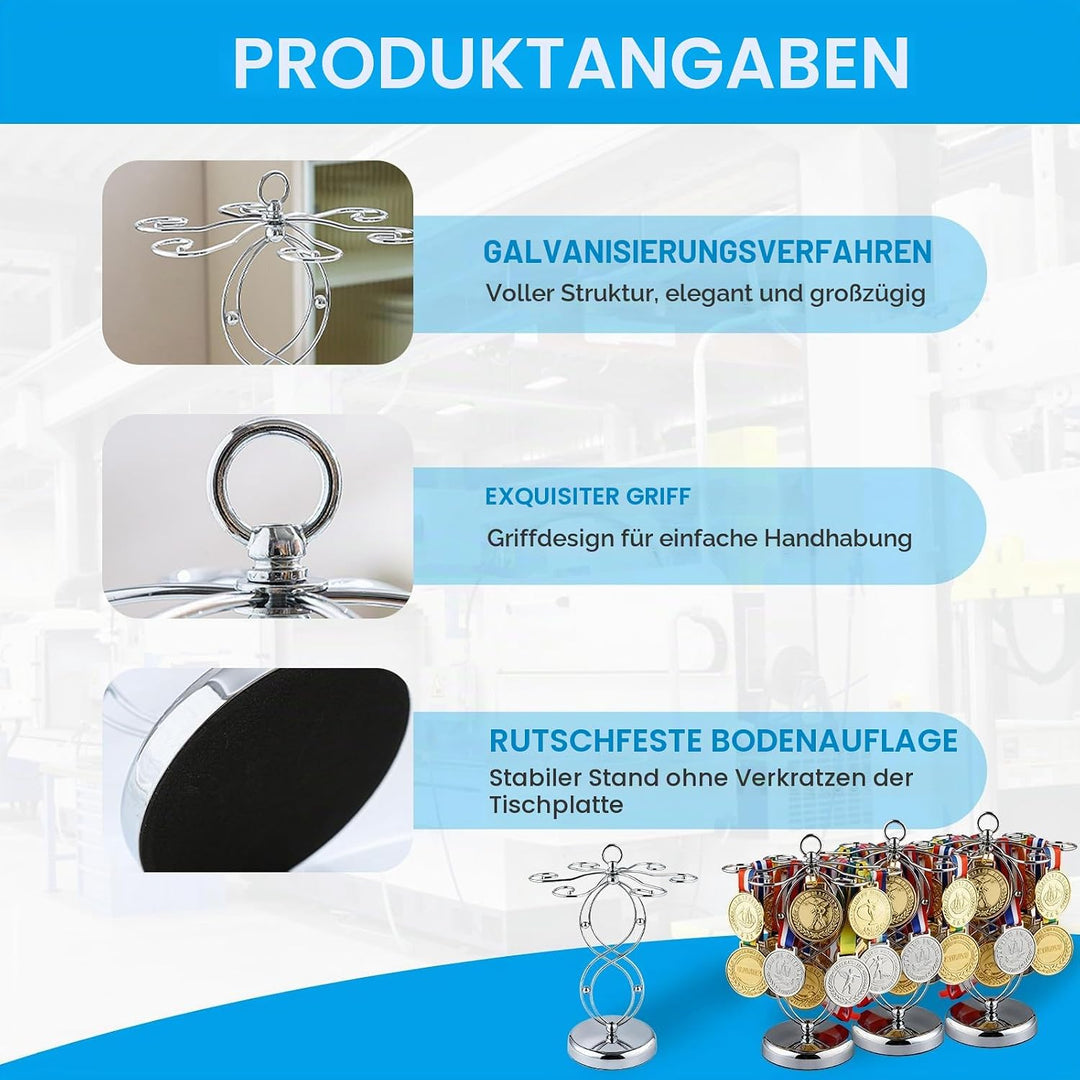 Metall Medaillen Halter, Tisch Medaillenhalter für 30 Medaillen Nummernhalter Medaillen Aufhänger fü