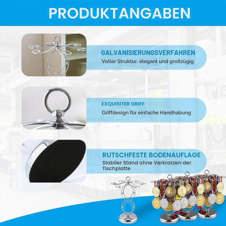 Metall Medaillen Halter, Tisch Medaillenhalter für 30 Medaillen Nummernhalter Medaillen Aufhänger fü
